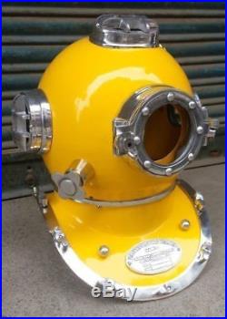 U. S. Navy Mark V Yellow Paint & Nickel Finish Diving Helmet Collectibles Gift