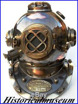U. S Navy Mark VAntique Vintage Copper Diving Divers Helmet Maritime Scuba