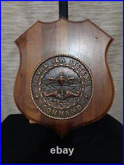 U. S. Navy Navsea Naval Sea Systems Command Brass Wood Plaque Vintage