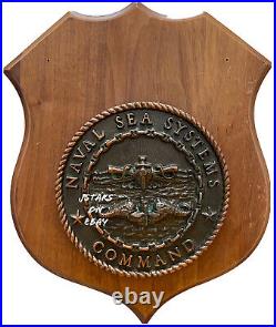 U. S. Navy Navsea Naval Sea Systems Command Brass Wood Plaque Vintage