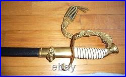 U. S. Navy Officer's Dress Sword in Scabbard with Engraved Blade Vietnam Era