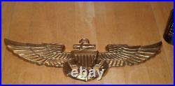 U. S. Navy Pilot Wings, 3-d Solid Brass Metal Emblem, Wall Sign, 18.5 Length