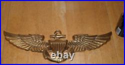 U. S. Navy Pilot Wings, 3-d Solid Brass Metal Emblem, Wall Sign, 18.5 Length