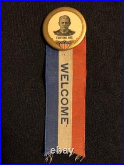 U. S. Navy Rear Admiral Robley D. Evans, Fighting Bob Pinback Button With Ribbon