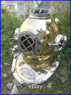 U. S Navy Scuba solid Steel ALUMINIUM Divers Diving Helmet DEEP Antique Mark V