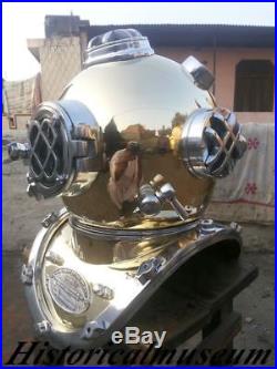 U. S Navy Solid Brass & Aluminium Vintage Morse Diving Helmet Full Size