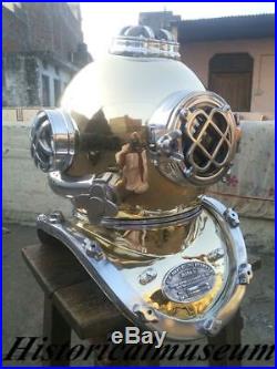 U. S Navy Solid Brass & Aluminium Vintage Morse Diving Helmet Full Size