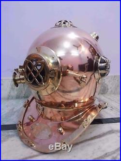 U. S Navy Solid Copper Brass Diving Helmet Divers Mark V 18 Maritime