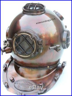 U. S Navy Solid Copper & Brass Mark Antique Diving Divers Helmet Replica 18