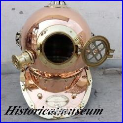 U. S Navy Solid Copper Divers Helmet Mark V VINTAGE Scuba water diving helmet