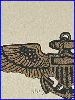 U. S. Navy USMC Wings Of Gold Sand Art Framed Signed By R Deno Artist