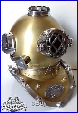 U. S Navy Vintage Antique Solid Steel & Aluminium Morse Diving Divers Helmet Gift