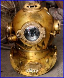 U. S Navy Vintage Diver Helmet Mark V Solid Steel Heavy Diving Divers Helmet 18