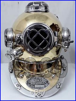 U. S Navy Vintage Mark V Sea Brass Helmet Antique Diving Divers Vintage