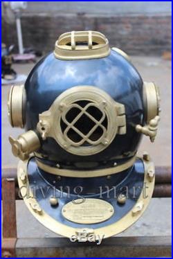 U. S. Navy mark V Nautical solid steel & brass diving divers helmet full 18 size