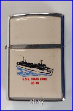U. S. S. Frank Cable AS-40 Zippo Lighter, Submarine Tender, Enamel Over Metal