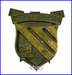 U. S. S. GRIDLEY US NAVY BRASS SHIP SEAL PLAQUE 7x7 Inches Long 3.5 Lbs