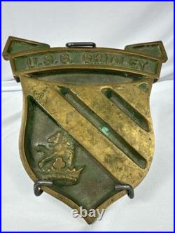 U. S. S. GRIDLEY US NAVY BRASS SHIP SEAL PLAQUE 7x7 Inches Long 3.5 Lbs