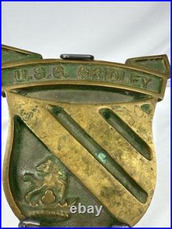 U. S. S. GRIDLEY US NAVY BRASS SHIP SEAL PLAQUE 7x7 Inches Long 3.5 Lbs
