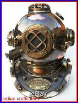 U S navy Steel diving antique helmet vintage scuba mark v boston marine gift