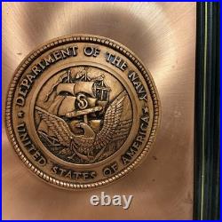 UNITED STATES DEPARTMENT OF THE NAVY Copper Etched Plaque Vintage