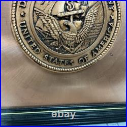 UNITED STATES DEPARTMENT OF THE NAVY Copper Etched Plaque Vintage