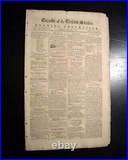 UNITED STATES NAVY Creation with Initial Frigates Construction Plan 1794 Newspaper