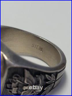 UNITED STATES NAVY RING Sterling silver withblue stone sz. 11
