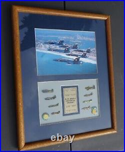 US Blue Angels Military Aviation Art With Historical Pins Framed Wall Picture