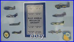 US Blue Angels Military Aviation Art With Historical Pins Framed Wall Picture