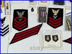 US Military Navy Officer 45pc Lot Medal Patch Badge Pin Buckle Hat for Cosplay