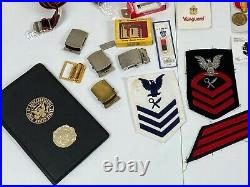 US Military Navy Officer 45pc Lot Medal Patch Badge Pin Buckle Hat for Cosplay