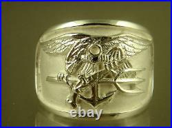 US NAVY Licensed UDT SEAL HAND MADE RING. 925 STERLING SIZE 9.5