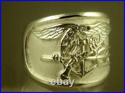 US NAVY Licensed UDT SEAL HAND MADE RING. 925 STERLING SIZE 9.5