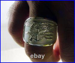 US NAVY Licensed UDT SEAL HAND MADE RING. 925 STERLING SIZE 9.5