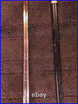 US NAVY OFFICERS DRESS SWORD SABER & SCABBARD VIETNAM ERA ENGRAVED NOV 67 As Is