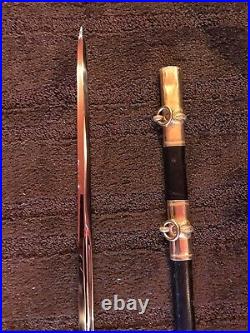 US NAVY OFFICERS DRESS SWORD SABER & SCABBARD VIETNAM ERA ENGRAVED NOV 67 As Is