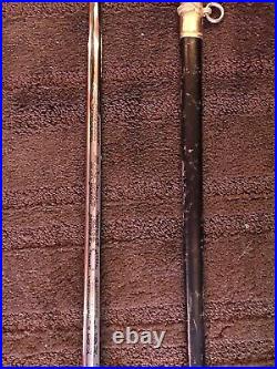 US NAVY OFFICERS DRESS SWORD SABER & SCABBARD VIETNAM ERA ENGRAVED NOV 67 As Is