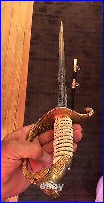 US NAVY OFFICERS DRESS SWORD SABER & SCABBARD VIETNAM ERA ENGRAVED NOV 67 As Is