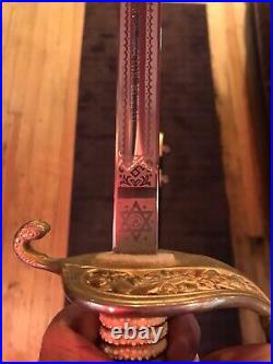 US NAVY OFFICERS DRESS SWORD SABER & SCABBARD VIETNAM ERA ENGRAVED NOV 67 As Is