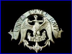US NAVY Retired Vintage Solid Brass Plaque with Commissions Wood Base 1955-1975
