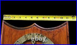 US NAVY Retired Vintage Solid Brass Plaque with Commissions Wood Base 1955-1975