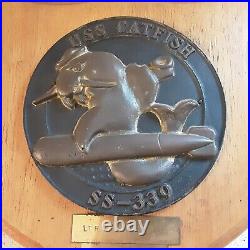 US NAVY Submarine USS Catfish SS-339 Crest Plaque Issued to Engineer Officer