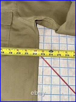 US NAVY WWII Long Sleeve Button Shirt Men's Size 15 Beige USN WW21940