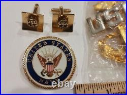 US NAVY hat lapel PIN USN ANCHOR 1/20 10K Petty officer cufflink eagle lot of 10