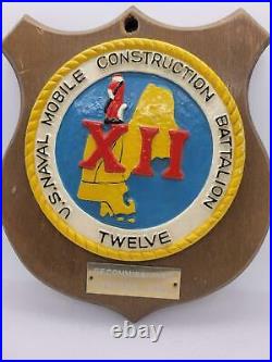US Naval Mobile Construction Battalion Twelve Recommissioning Plaque 1968