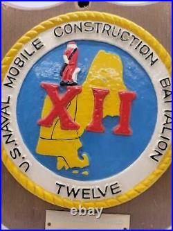 US Naval Mobile Construction Battalion Twelve Recommissioning Plaque 1968