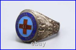 US Navy 41 Hospital Corps Ring Sterling Size 11. FLU4829