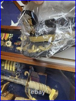 US Navy Captain 30 Yrs Career Awards Sword Medals Rare Shadowbox Collection