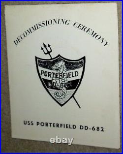 US Navy DESRON 17 Plaque. Metal/Wood + Decomm. Program USS Porterfield DD-682